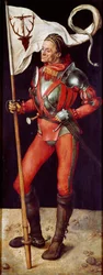 祭壇画 パウムガルトナー「聖エウスタキウス」 アルブレヒト・デューラー（1471-1528）画 1504年 約 Sun.157x61 cm ミュンヘン、アルテ・ピナコテーク