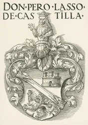 ドン・ペドロ・ラッソ・デ・カスティージャの紋章、1530年頃（木版画）
