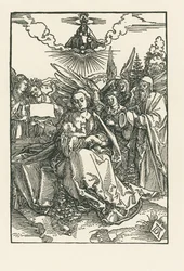 5人の天使と聖家族 1503-04年頃（木版画）