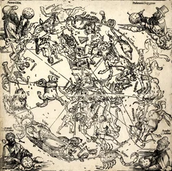 1510-20年頃の木版画「セプテントリオナル共同体の想像と十二の想像」(Imagines coeli Septentrionales cum duodecim imaginibus zodiaci)