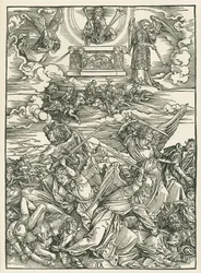 天使の戦い聖ヨハネの黙示録 1496-98年頃（木版画）