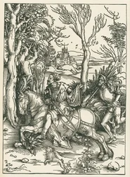 騎士とランツクネヒト、1496年頃（木版画）