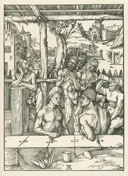 男風呂、1496-97年頃（木版画）