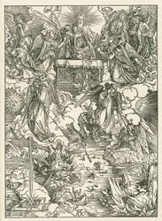 七つのラッパは天使たちに与えられる。聖ヨハネの黙示録』1496-97年頃（木版画）