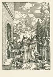 訪問-聖マリアが聖女エリザベートを訪問する場面 1503-04年頃（木版画）