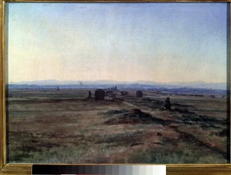 「日没時のアッピア街道の眺め」アレクサンドル・イワノフ (1806-1858) による絵画 1845年 国立トレチャコフ美術館、モスクワ