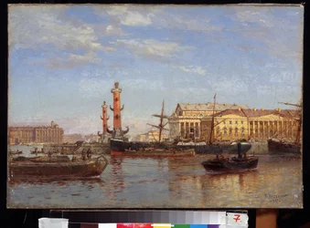 ネヴァ川から見たサンクトペテルブルク。 (ネヴァ川からのサンクトペテルブルクの眺め)。 Alexander Karlovich Beggrov（1841-1914）による絵画。 キャンバスに油彩、46 x 65 cm