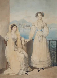 姉妹伯爵夫人ドロテア1804-1863とキャサリン1803-1888フォンティーセンハウゼンの肖像、1825年