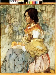 オレンジを持つイタリア人女性