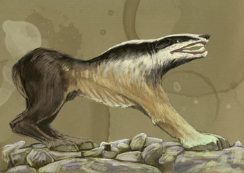 Fantastic monsters and creatures, cryptozoology: representation of a crocotte (or leucrotta, corocotta, crocuta, yena) mythical wolf dog from India or Ethiopia (crocotta (or corocotta, crocuta, leucrocotta, or yena), is a mythical dog-wolf of India or Ethi