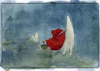 Chapeuzinho Vermelho - Fábula da Chapeuzinho Vermelho de Charles Perrault (1628-1703). Desenho de Alessandro Lonati