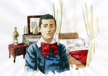 Marcel Proust jovem no quarto de sua tia Elisabeth (tinta sobre papel)