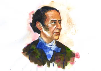 クロード＝アンリ・ド・ルブロワの肖​​像、コント・ド・サン＝シモン (1760-1825) 哲学者および経済学者 - アレッサンドロ・ロナティによるイラスト