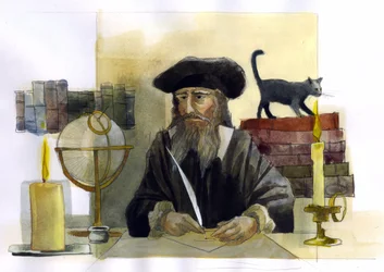 Portrait of Michel de Notre Dame (Nostradamus) English astrologer - Portrait of Nostradamus, Michel de Notre Dame (1503-1566) astrologer and doctor francais Illustration by Alessandro Lonati   1458663   ja       japanese Successfully Translated  Original: 