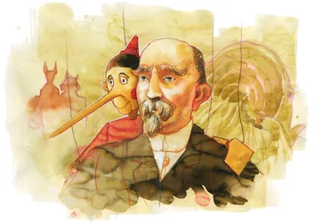 イタリアの作家カルロ コッローディ (1826-1890) の肖像ピノキオのキャラクターの作者 (イタリアの作家カルロ コッローディの肖像)