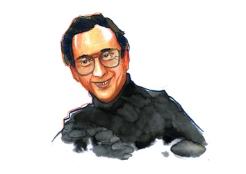 作家でコメディアンのハロルド・ピンター (1930-2008) の肖像 (英国の劇作家、脚本家、監督、俳優のハロルド・ピンター) アレッサンドロ・ロナティによる描画