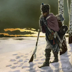 1812年のロシア作戦で退却する歩兵（2018年