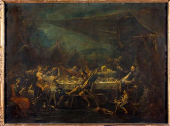 ボヘミアンの食事 アレッサンドロ・マニャスコ(1667-1749)の絵画 18世紀 日0.86×1.18m