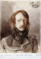 Alexei Pavlovich Lanskoy (1789-1855) の肖像。 （A.P.ランスコイの肖像）。 Alexander Osipovich Orlowsky（1777-1832）の作品、紙に鉛筆と楽観的