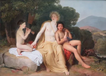 ロシア語：「音楽と歌を奏でるアポロ、ヒアキントス、キパリッソス」Apollo, Hyacinthus and Cyparissus Playing Music and Singing