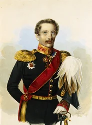 ドン・コサック軍のアタマン、ミハイル・グリゴリエヴィチ・ホムトフの肖像。 Alexander Ivanovich Klunder (1802-1875) の作品、紙に水彩