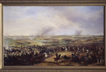 1813年10月、ライプツィヒ（ドイツ）での諸国民戦争。（またはライプツィヒの戦い、第三次対仏大同盟の一幕、ナポレオン戦争におけるドイツ戦役）。（1783-1844）。19世紀ドイツ美術
