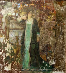 ハープ奏者。 Tatiana Sergeevna Bartseva (1886-1984) の肖像、Savinov、Alexander Ivanovich (1881-1942)