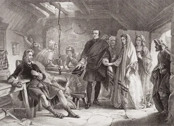 チャールズ皇太子とフローラマクドナルドの南ユイスト島での最初の会議、1747年、「英語とスコットランドの歴史の図解」第2巻