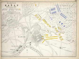 ハーナウの戦いの地図、ウィリアム・ブラックウッド・アンド・サンズ刊、エディンバラおよびロンドン、1848年