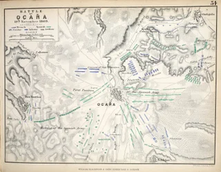 ウィリアムブラックウッドとサンズによって発行されたオカナの戦いの地図、エジンバラとロンドン、1848年（手描きの彫刻）
