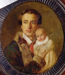 1840年の息子とのアレキサンダーヘルツェンの肖像