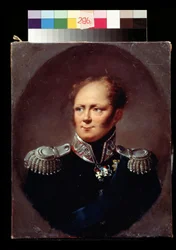 皇帝アレクサンドル 1 世の肖像。 アレクサンドル 1 世パブロビッチ ロマノフ (1777-1825)、ロシア皇帝。 Alexander (Alexandre) Molinari (1772-1831) による絵画。 キャンバスに油彩。 プーシキン美術館、モスクワ。