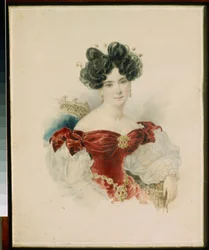 ナタリア・ヴィクトロヴナ・コッチョベイ王女の肖像 (1800-1854) - 紙に水彩、アレクサンダー・ブリウロフ (アレクサンダー・ブリウロフ) (1798-1877)