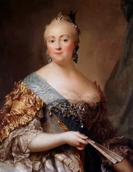 エリザヴェータ・ペトロヴナ（1709-1762）の肖像、エリザヴェータ1世の名で知られるロシア皇帝、ピョートル大帝の娘。アレクサンダー・ロスリン（1718-1793）による絵画、18世紀、サンクトペテルブルク、エルミタージュ美術館 - エリザヴェータ・ペトロヴナ（1709-1）の肖像