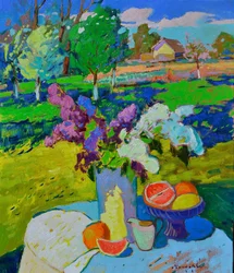 春の庭の静物画