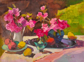 鮮やかな花の静物画