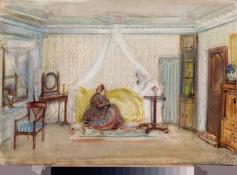 Pチャイコフスキーによるオペラ「エフゲニー・オネーギン」の舞台デザイン - Oeuvre de Alexander Valentinovich Sredin (Sredine) (1872-1934)、aquarelle et blanc on paper