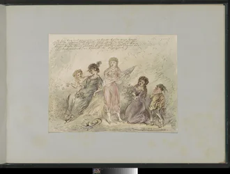 4人の女の子と1人の男の子のいる風景