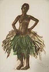 Danseuse Makere（Bambili）、アフリカのデッサンと絵画から、シトロエンセンターアフリカ遠征、2番目の使命Haardt Audouin-Dubreuil、パブで実行されました。パリ、1927