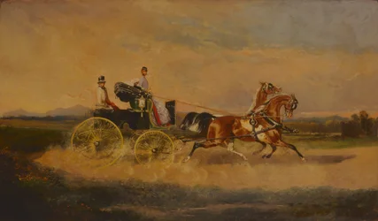 オーストリア皇帝フランツ・ヨーゼフ1世が所有するフェートンに乗っている、1864年。
