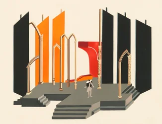 Décors de Théâtre のポートフォリオからの風光明媚なデザイン、1930 年。