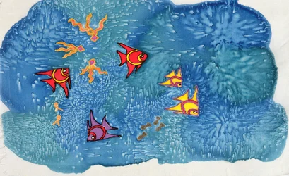 魚、1999（シルク塗装）