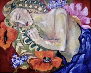 穏やかな女性の花の夢