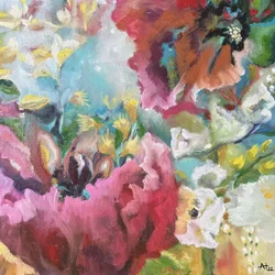 鮮やかな花の抽象画