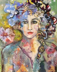 鮮やかな花の肖像画