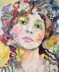 遊び心あふれる花柄の女性