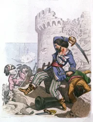 Grammont, ranskalainen merirosvo, n. 1850 (kaiverrus)