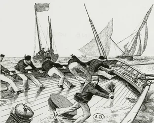 帆走レース。Le turn du Bateau-Buoée（バトー・ビュオエの旋回） - A.Brunの絵、Bibl. des Arts deco.
