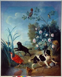 ルイ14世の犬、ゼルビーヌとジェミット - フランソワ・デスポルト（1661-1743）による絵画、1739年、コンピエーニュ、国立城館美術館