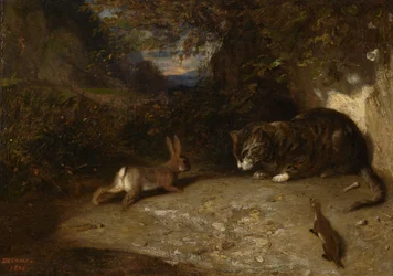 猫、イタチ、ウサギ、1836